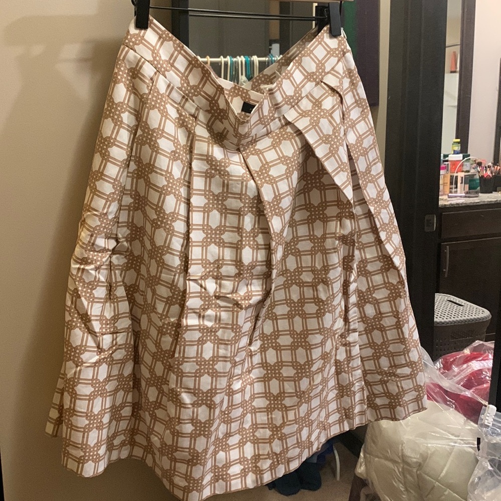 NWT Ann Taylor Geo Print Cotton Linen Blend Skirt
